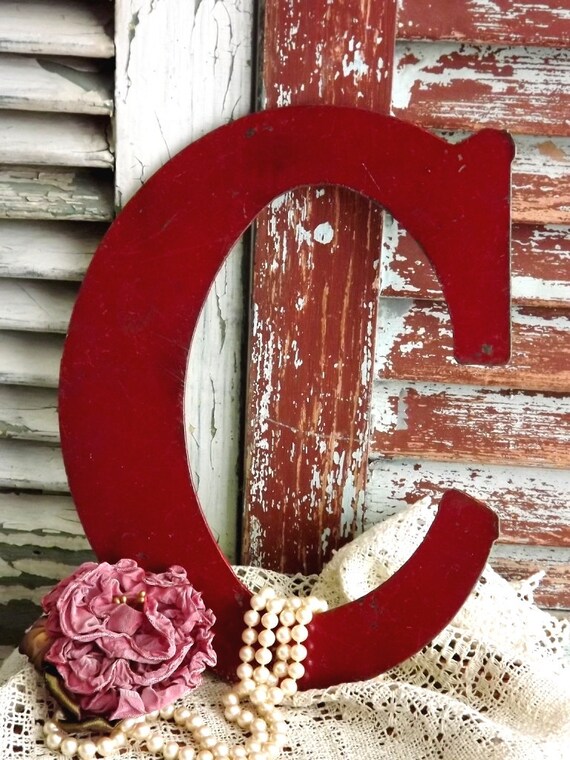 Letter C Initial C Vintage Metal Sign by avintageobsession on etsy