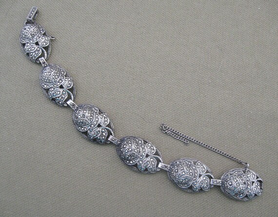 Art Deco Marcasite Roses Vintage Bracelet