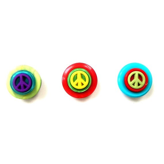 Peace Button Magnets, Set of 3