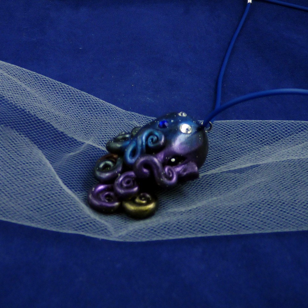 Cosmic Octopus Necklace - Handmade Polymer Clay Jewelry