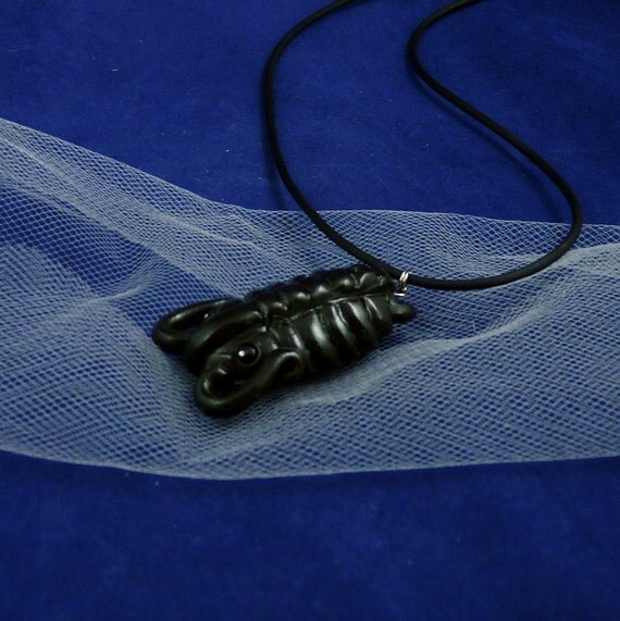 Black Trilobite Necklace- Handmade Fossil Inspired Jewelry