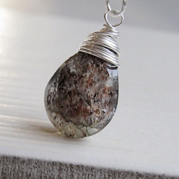 Aquamarine Necklace - Sterling Silver,   Teadrop Necklace,  Handmade Jewelry,  Moss,     March Birthstone, Aquamarine Jewelry