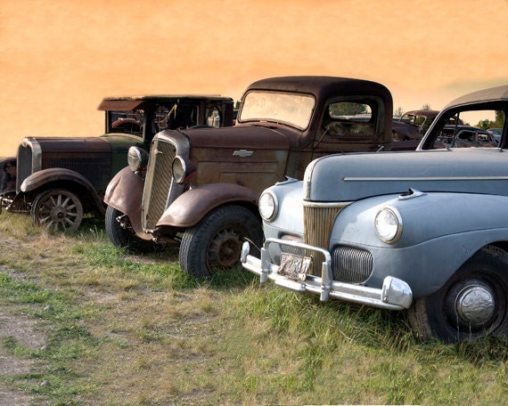 Antique Car and Trucks at Dawn Photograph - 8 x 10