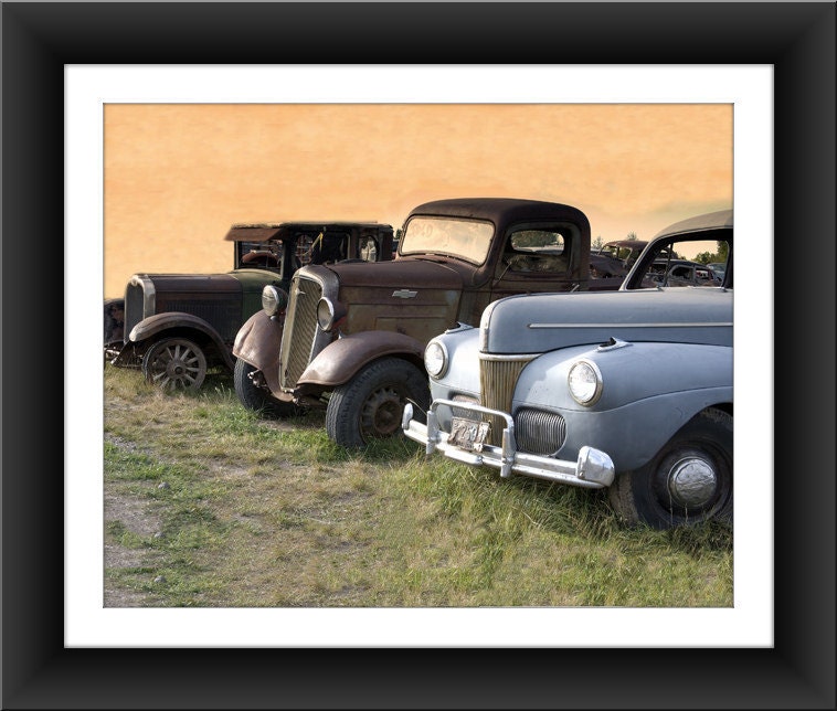 Antique Car and Trucks at Dawn Photograph - 8 x 10