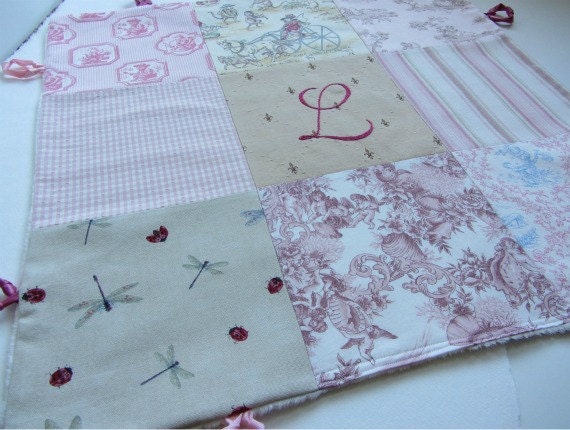 Girl Lovey Blanket with Custom Hand Embroidered Initial or Name by Dolce Dreams