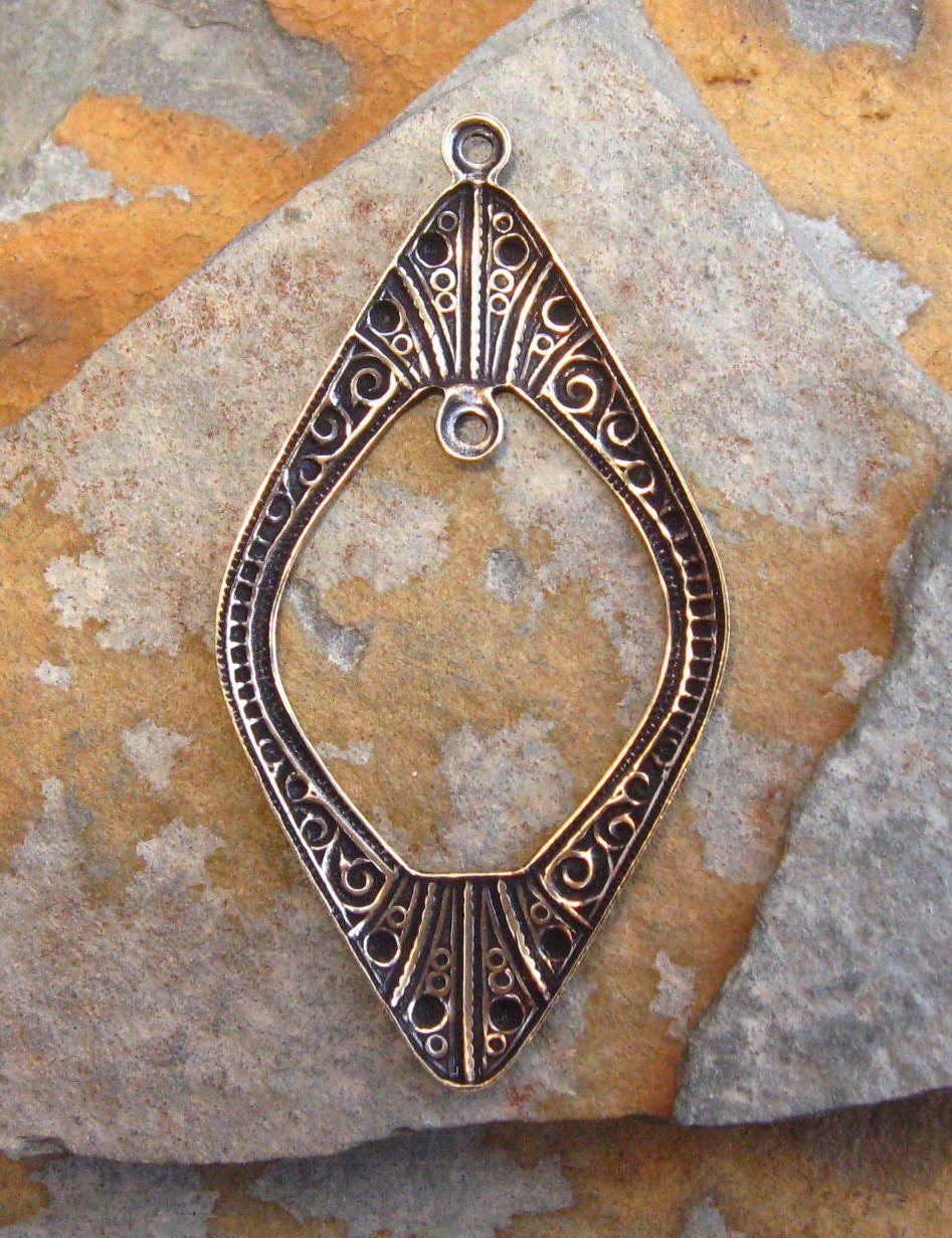 2 Art Deco Window Pendant Antique Gold Patina -  Trinity Brass LOW SHIPPING