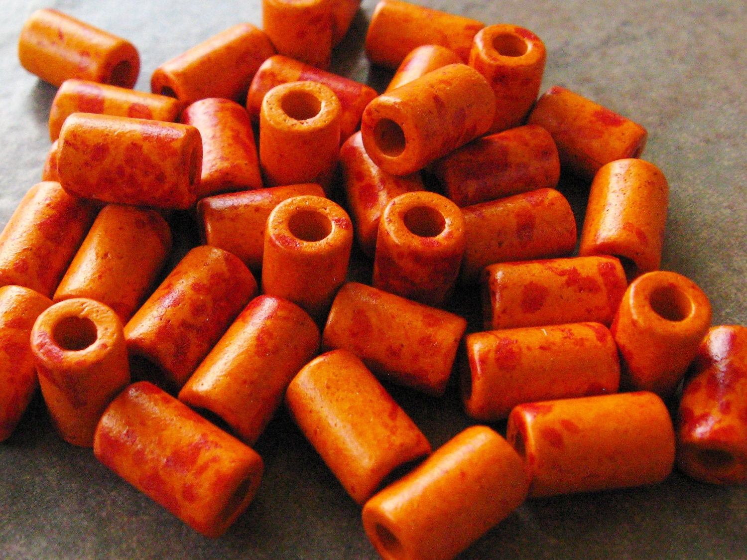 Mykonos Greek Ceramic TANG Small Tube 6x10mm Beads - 10
