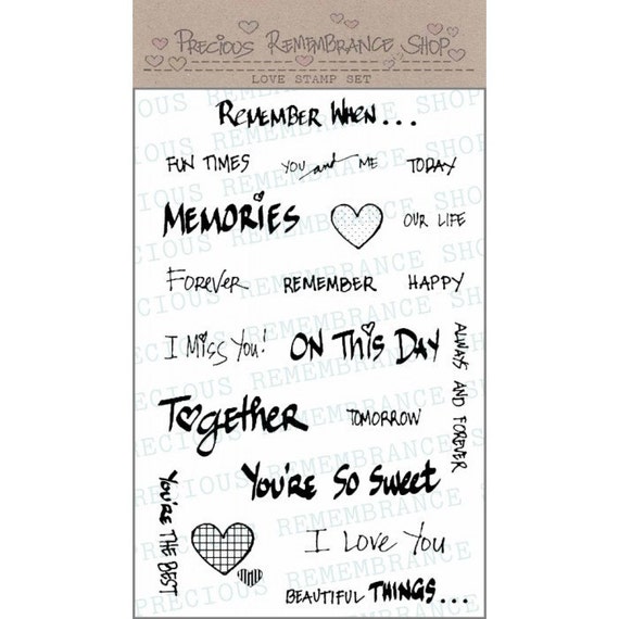 Photopolymer Clear Stamps - Love Stamp Set - 4"x6" Sheet - High Quality - 20 Stamps - Clear Stamps - Sentiments - Heart