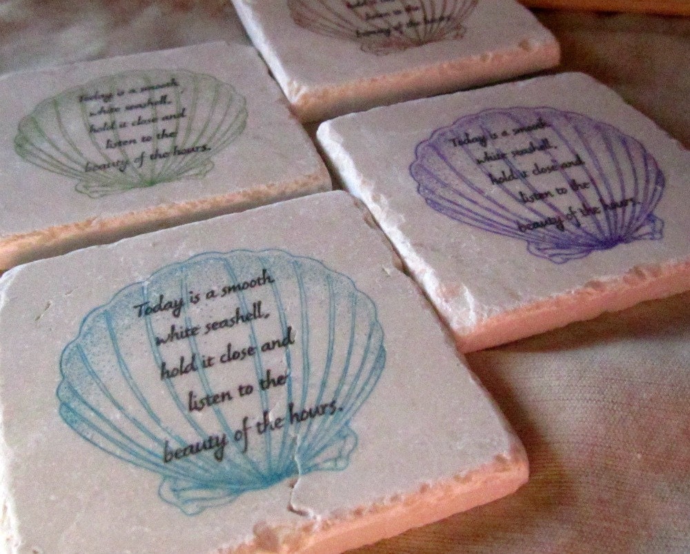 Seashell Coasters, Set of 4, Ready to Ship