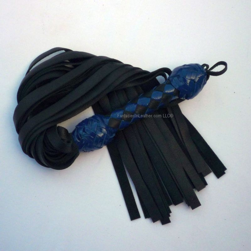 Blue Patent & Black Leather Flogger Whip BDSM Kink Fetish (FLG 104)