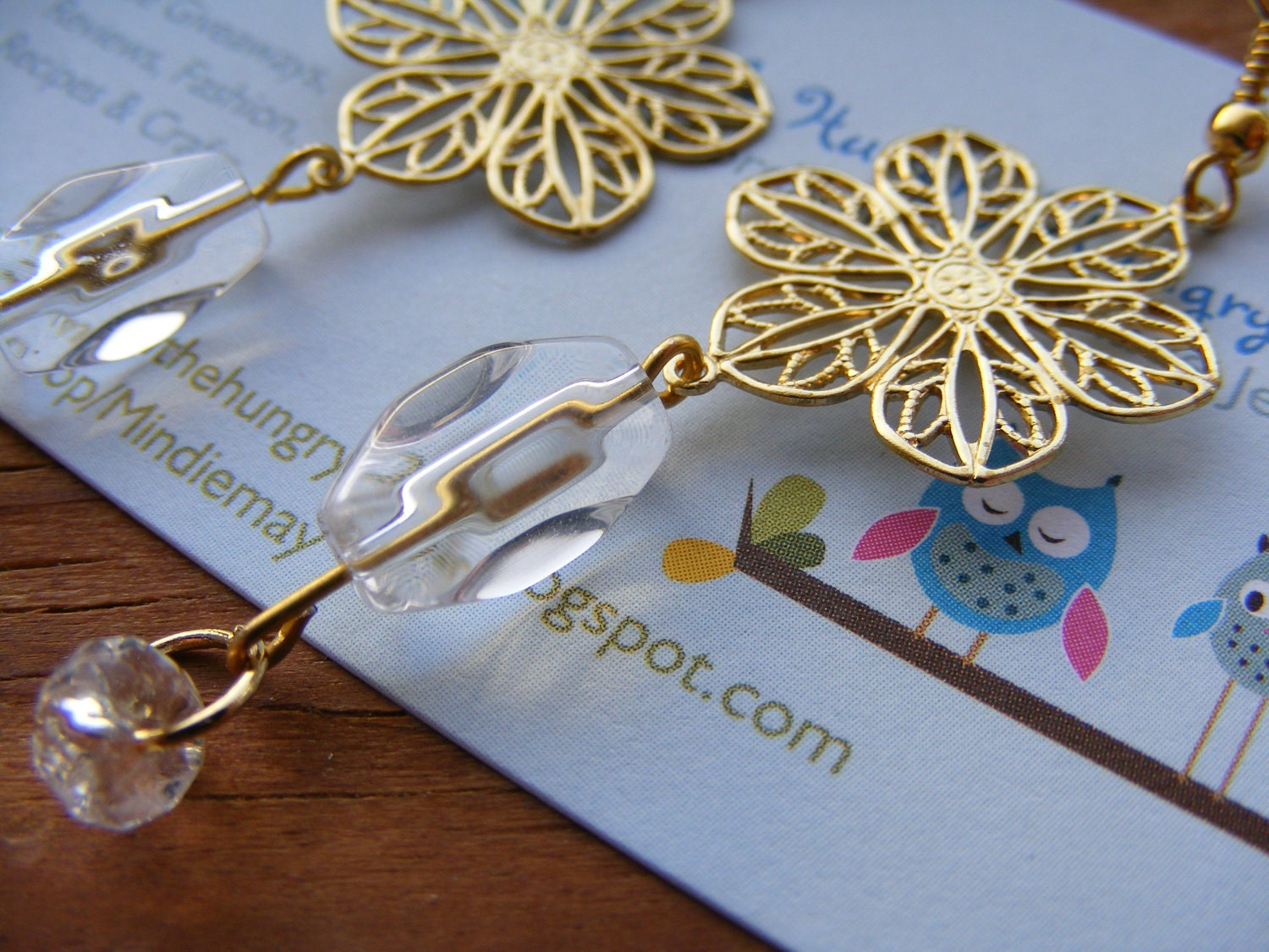 Earrings Gold Filigree Flowers