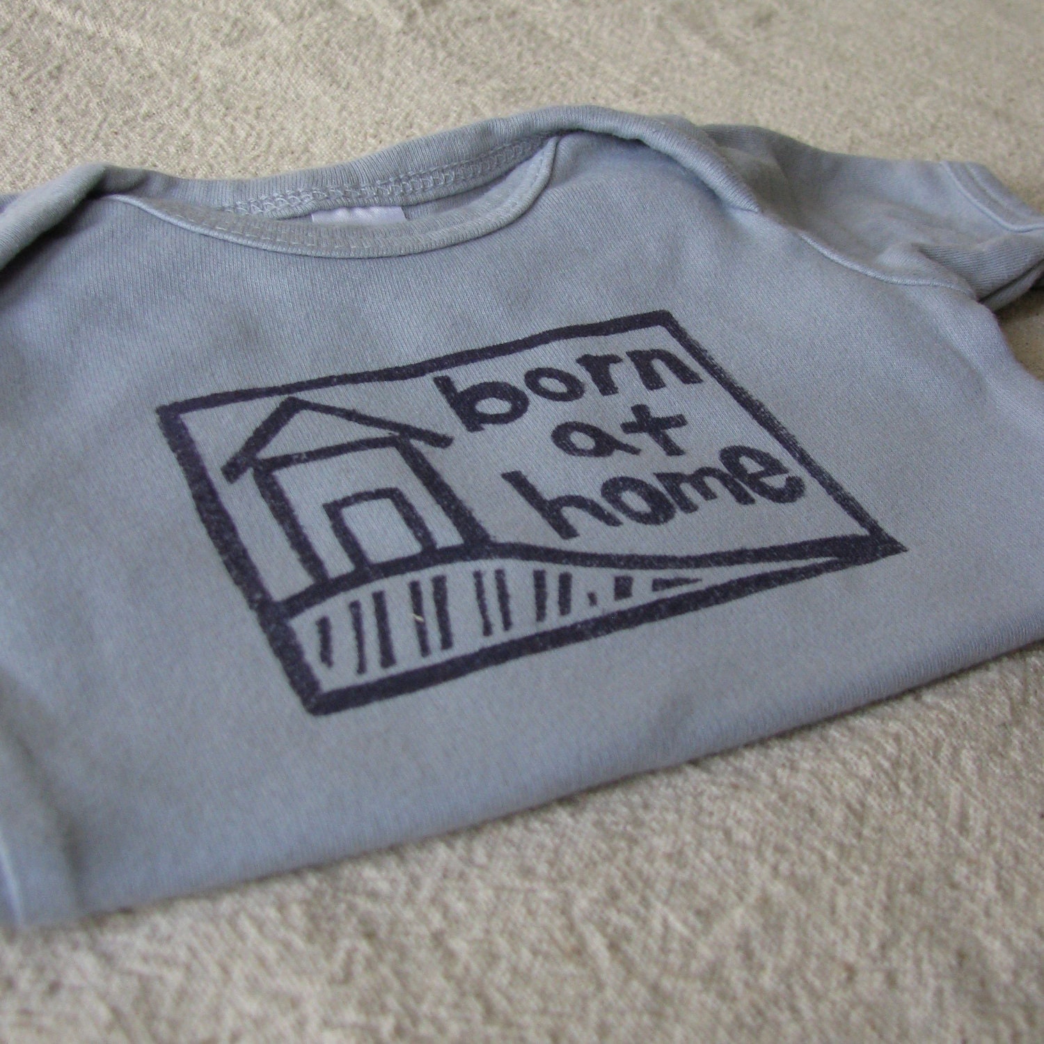 Homebirth Short Sleeve Onesie, Hand-Dyed, Hand-Printed - 0 to 3 Month Size