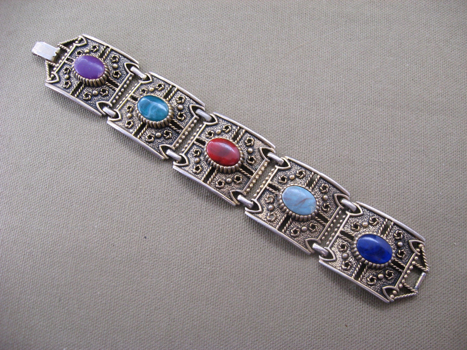 Sarah Coventry Vintage Cabochon Bracelet Multi Color