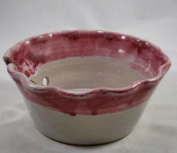 Weathered Burgundy and White Crochet or Knitting Bowl Gift for Her