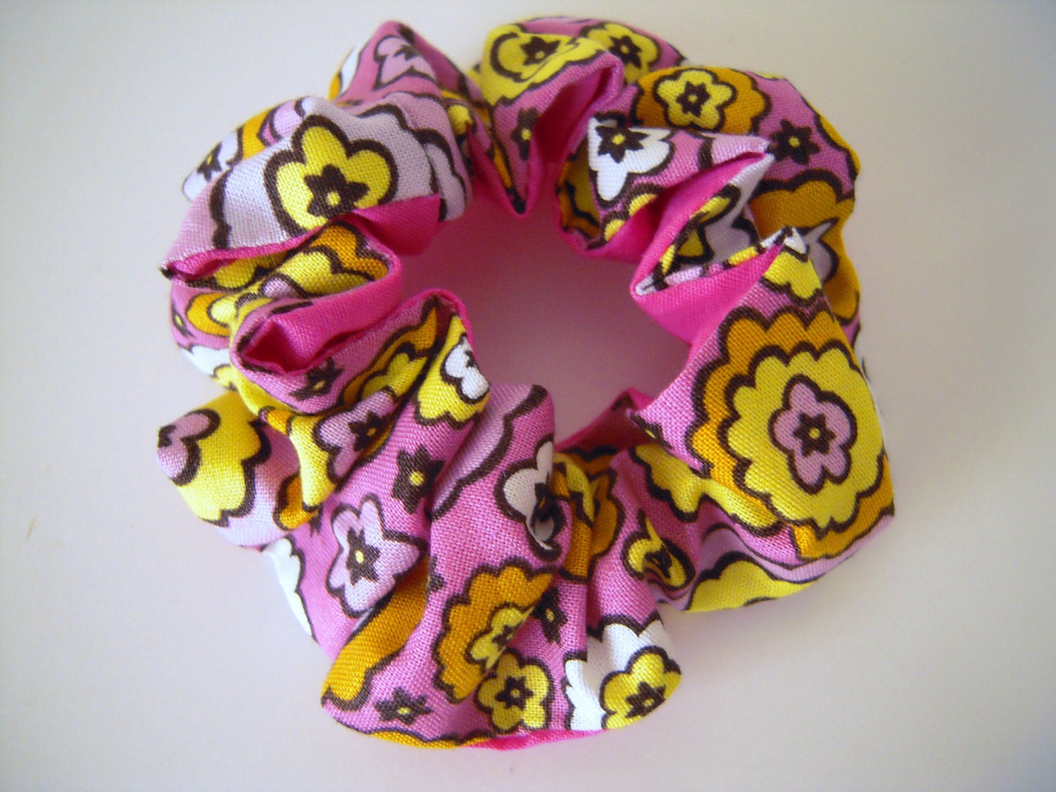 Scrunchie/ChouChou/Hair Band/Flower On Pink x Pink