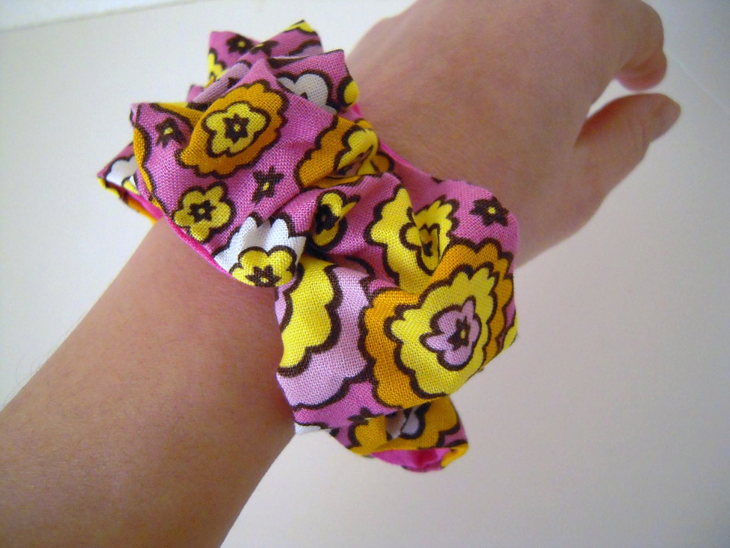 Scrunchie/ChouChou/Hair Band/Flower On Pink x Pink
