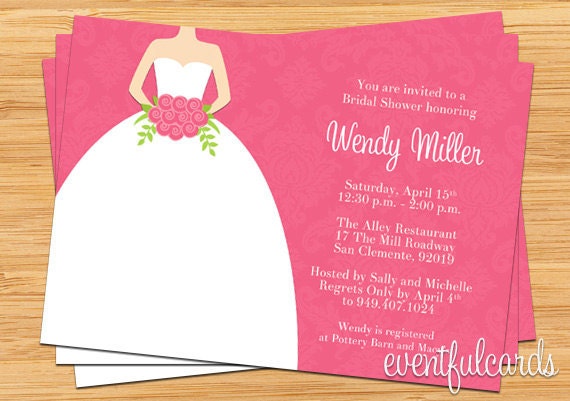 Pink Damask Bridal Shower Invitation