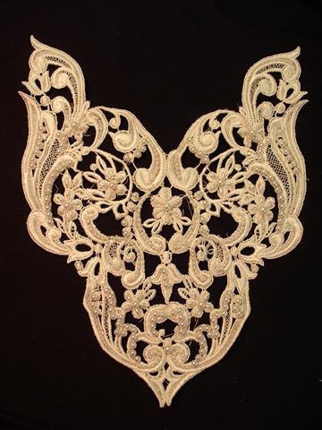 Dress It Up - Large Vintage Beaded Pearl Ivory Wedding  Applique Yoke (H)