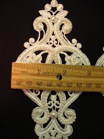 Vintage White Beaded Pearl Wedding Appliques - 1 Pair (J)