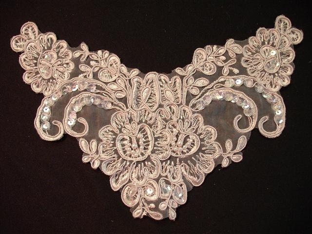 Dress It Up - Vintage Beaded Pearl and Sequin Ivory Light Grey  Applique Yoke (L)