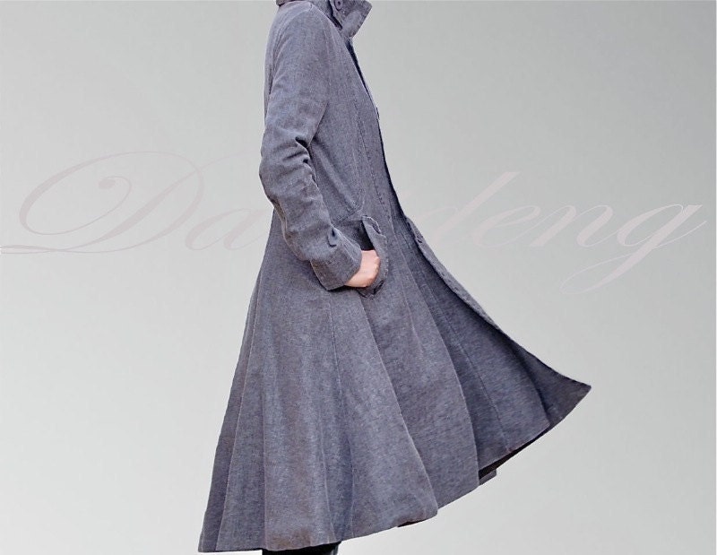 Coat/ Long Gray coat / Gray blouse /gray custom / Linen coat/ Coton coat/winter jacket/