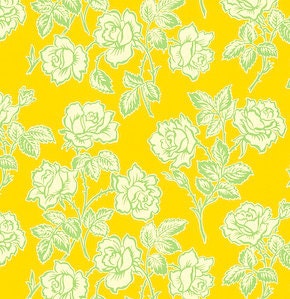 SALE- Pop Garden Wallpaper Rose Yellow by Heather Bailey- 1 Yard Quilt Fabric