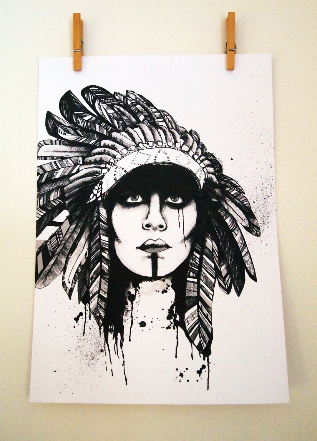 A3 Print, Naira, Native American Headdress