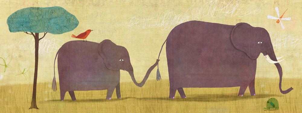 Elephant Safari Art Print- twoems