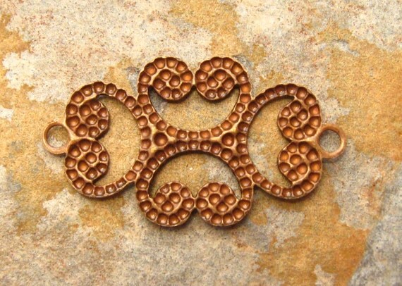 4 Oval Filigree Connector 13mm x 24mm Trinity Vintage Patina - Trinity Brass LOW SHIPPING