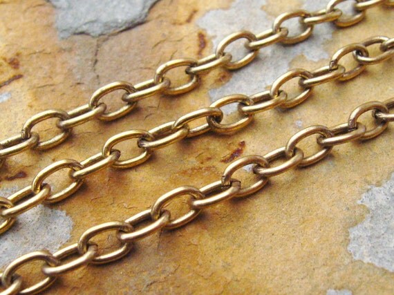 3 ft. Antique Gold  Patina Medium Oval Cable Chain 5mm Trinity Brass - LOW SHIPPING