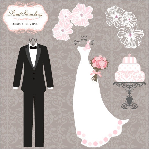 Luxury wedding dress 2 Tuxedos Clip Art P038 From pastelstrawberry