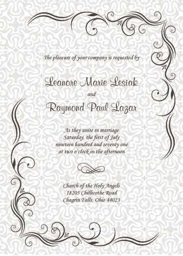 Traditional border swirl personalized Custom wedding invitation with 