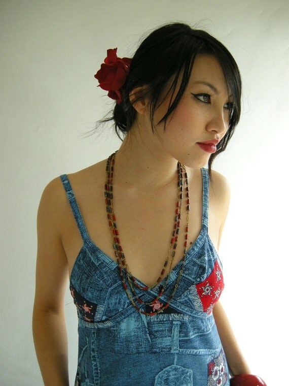 Vintage 20s Egyptian Revival Necklace Red and Blue by empressjade from etsy.com