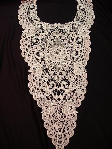 Large Vintage Lace Yoke Applique - White - (4)