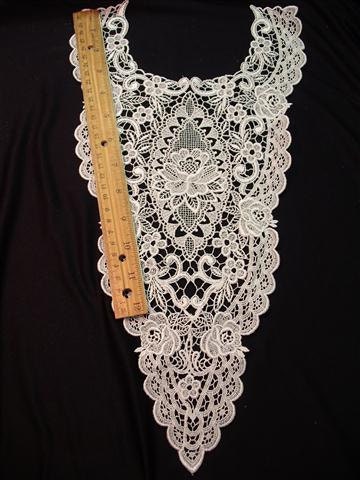 Large Vintage Lace Yoke Applique - White - (4)