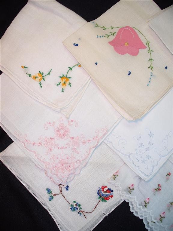 Handkerchiefs - Vintage Embroidered Hanky Grouping of 8 - (B) - Hanky Panky