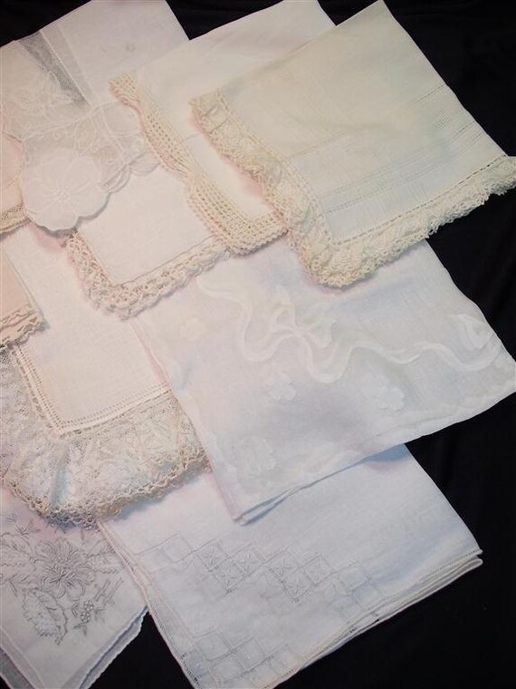 Handkerchiefs - Vintage Grouping of 11 - (D) - Hanky Panky - All White