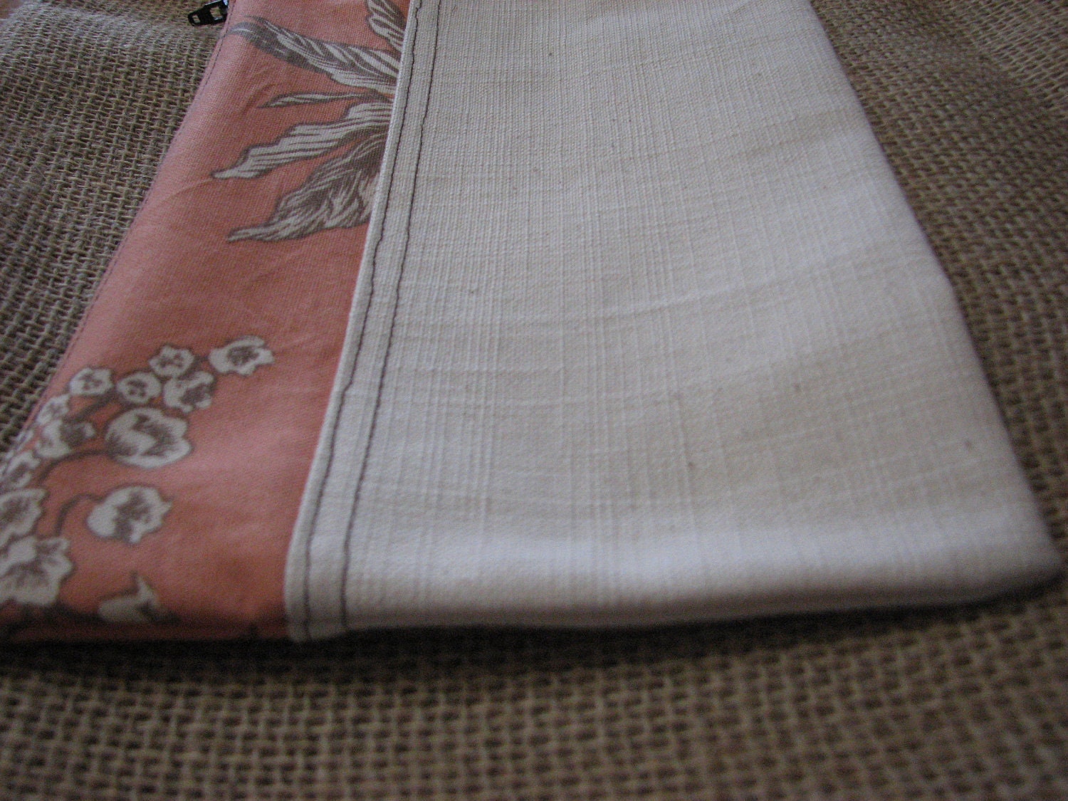 Peach Floaral Print Zipper Pouch