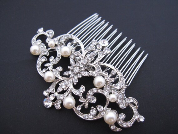 Bridal hair comb wedding hair accessories rhinestone pearl hair comb