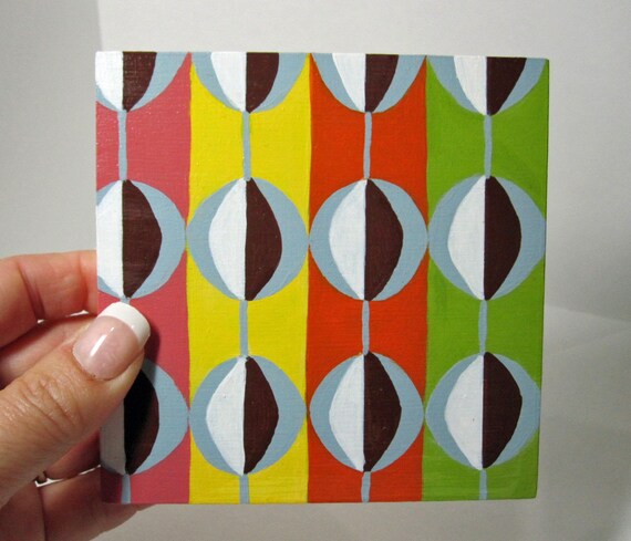Hand Painted Retro Pattern Original Hand Painted Art Blocks