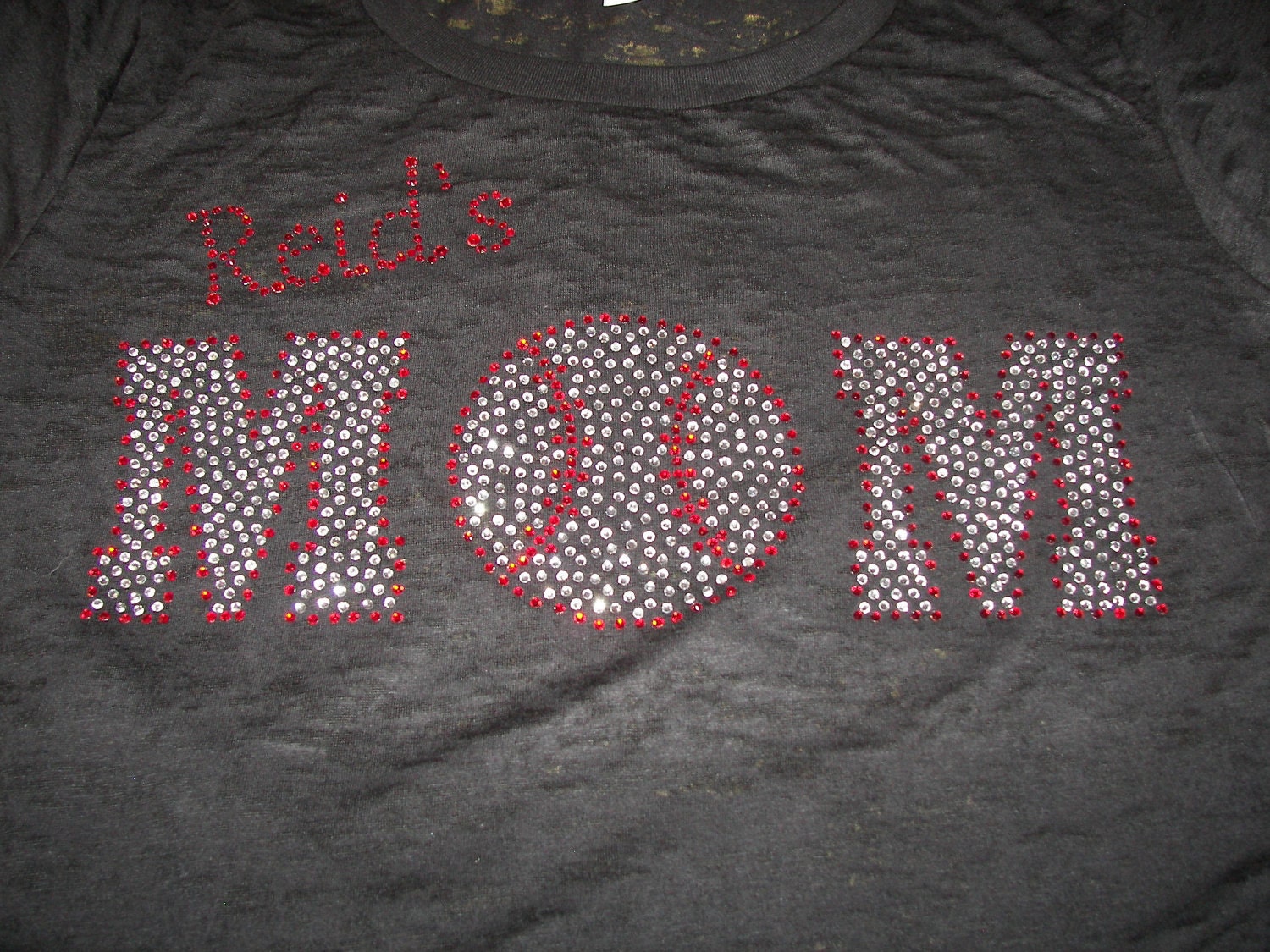 Sports Mom Custom Made BLING Burnout Tees--Done in your team colors and name--