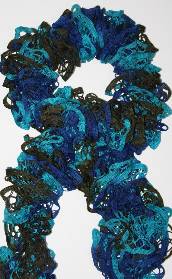 Blue Whirl Handknit Scarf