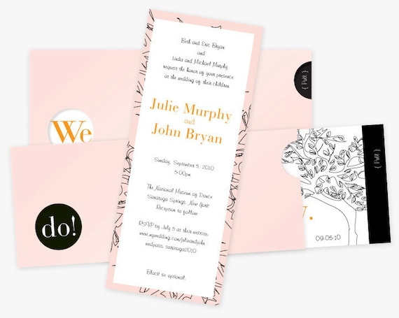 Unique Wedding Invitation - The Slider: Tree Sketch