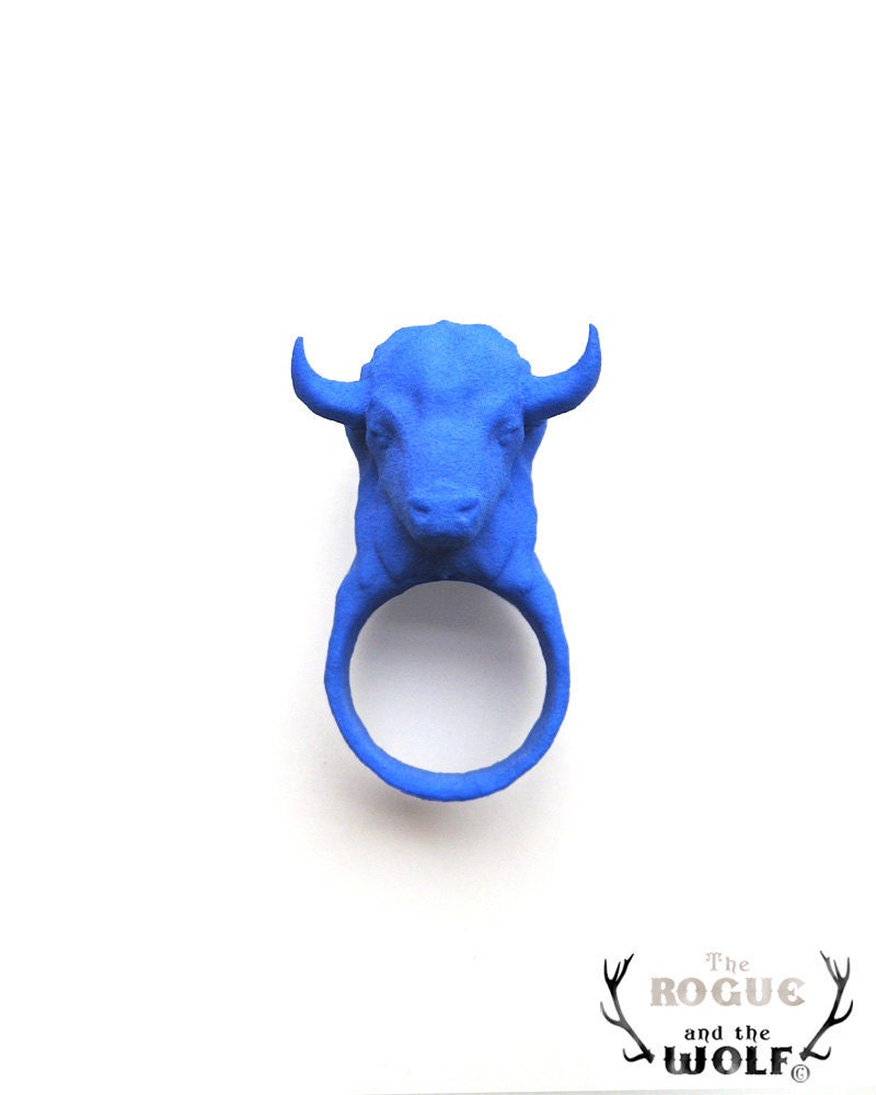 Bison Ring, Buffalo ring, Modern animal ring, cool ring, animal head ring, whimsical, animal jewellery, whimsical jewelry, animal lover gif