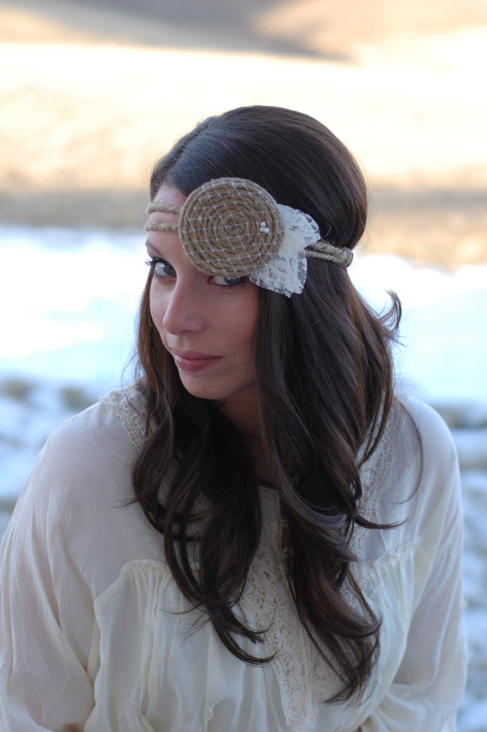 Wedding Hair Accessory Bridesmaid Hair Accessory Rustic Jute Boho 