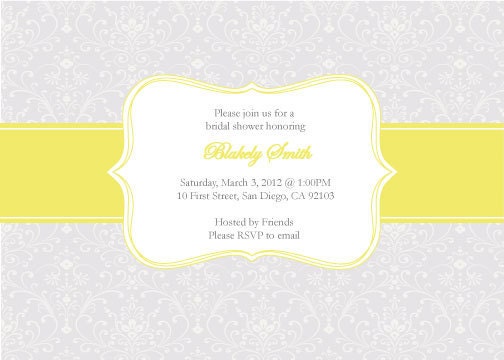 Damask Wedding Shower or Baby Shower DIY Invitation and Thank You tags