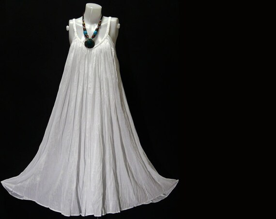 Hippie Bohemian White Cotton Halter Dress - BH015