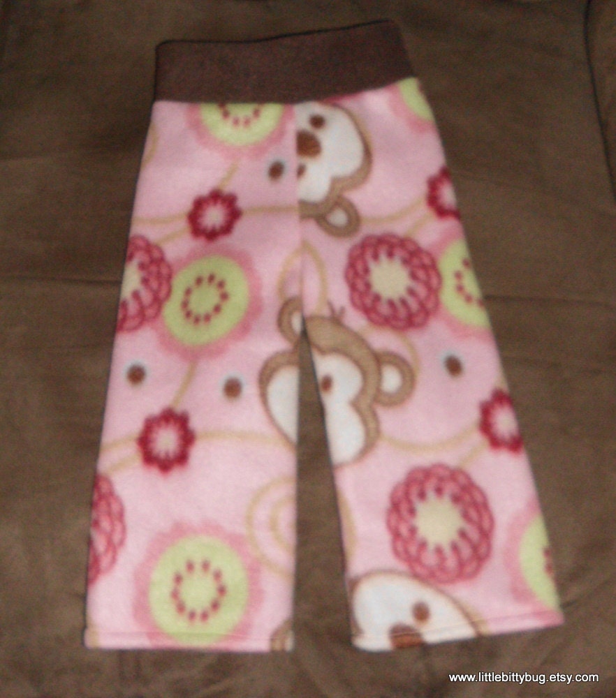 Fleece Longies "flowers and  monkeys"