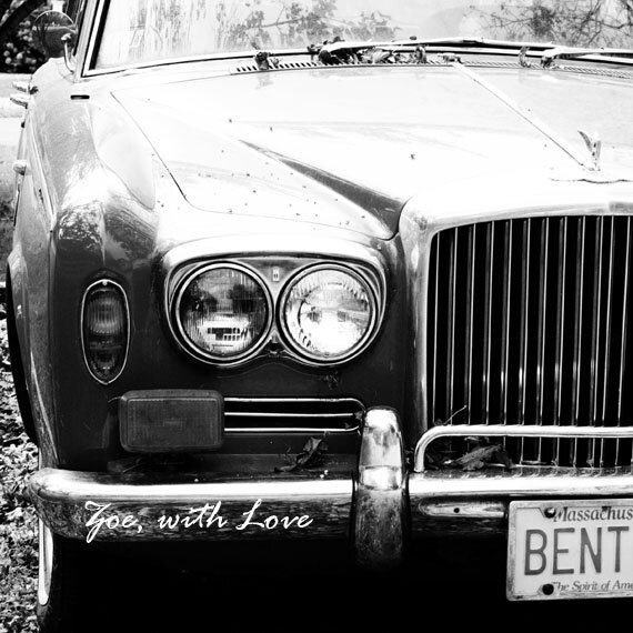 Bentley Car Photo Print Black and White Classic Car Wall Art Unique 
