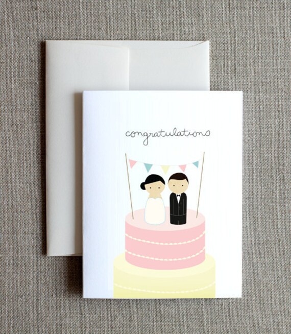 wooden peg doll wedding cake topper card